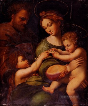  Saint Painting - Holy Famliy With Saint John The baptist Renaissance master Raphael